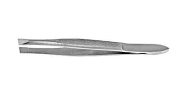 Tweezers with slanted point and grooved handle